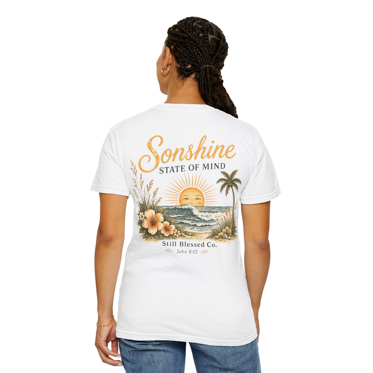Sonshine State of Mind Comfort Colors® Tee | Coastal Christian Graphic Shirt | John 8:12 | Still Blessed Co.
