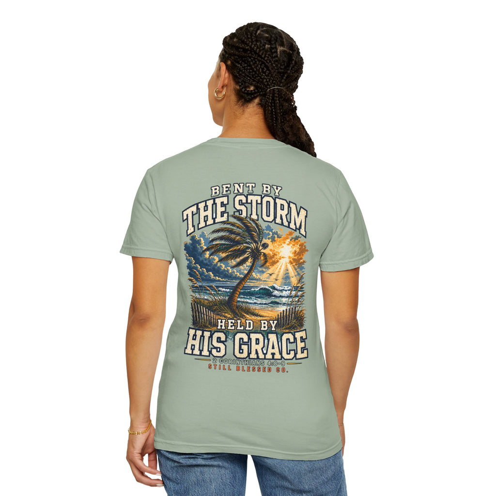 Bent by the Storm, Held by His Grace Comfort Colors® Tee | Coastal Christian Shirt | Women’s Faith Graphic T-Shirt