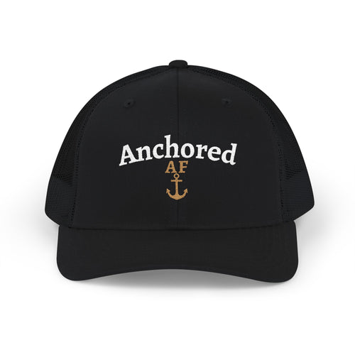Anchored AF Embroidered Hat | Richardson 112 Trucker | Coastal Faith Cap | Christian Boutique Hat