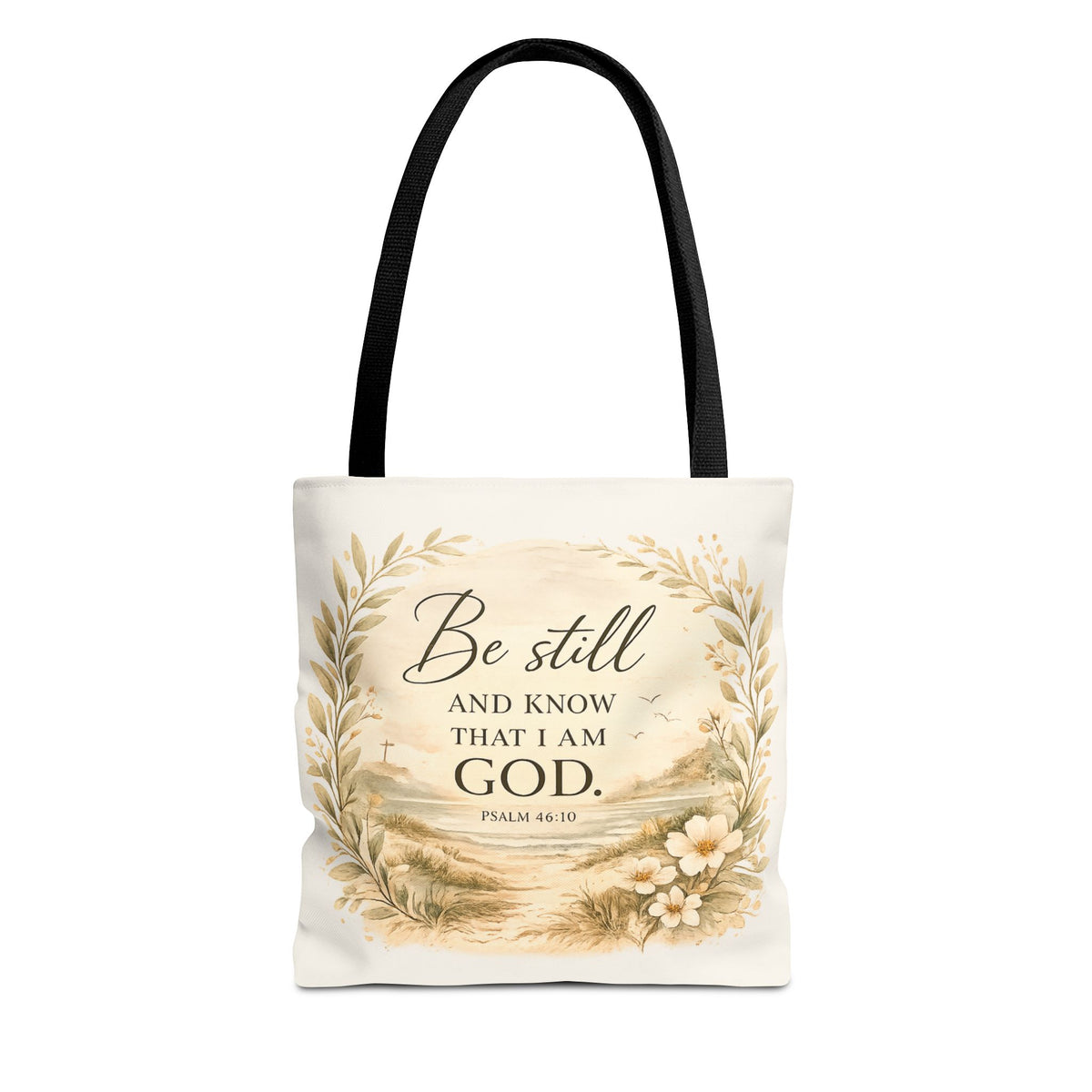 Be Still & Know™ Double-Sided Coastal Tote Bag | Psalm 46:10 Christian Canvas Tote | Beach Path Watercolor Bag | Boutique Gift for Women