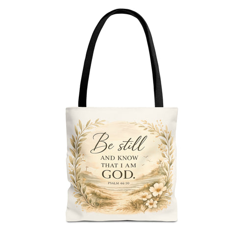 Be Still & Know™ Double-Sided Coastal Tote Bag | Psalm 46:10 Christian Canvas Tote | Beach Path Watercolor Bag | Boutique Gift for Women