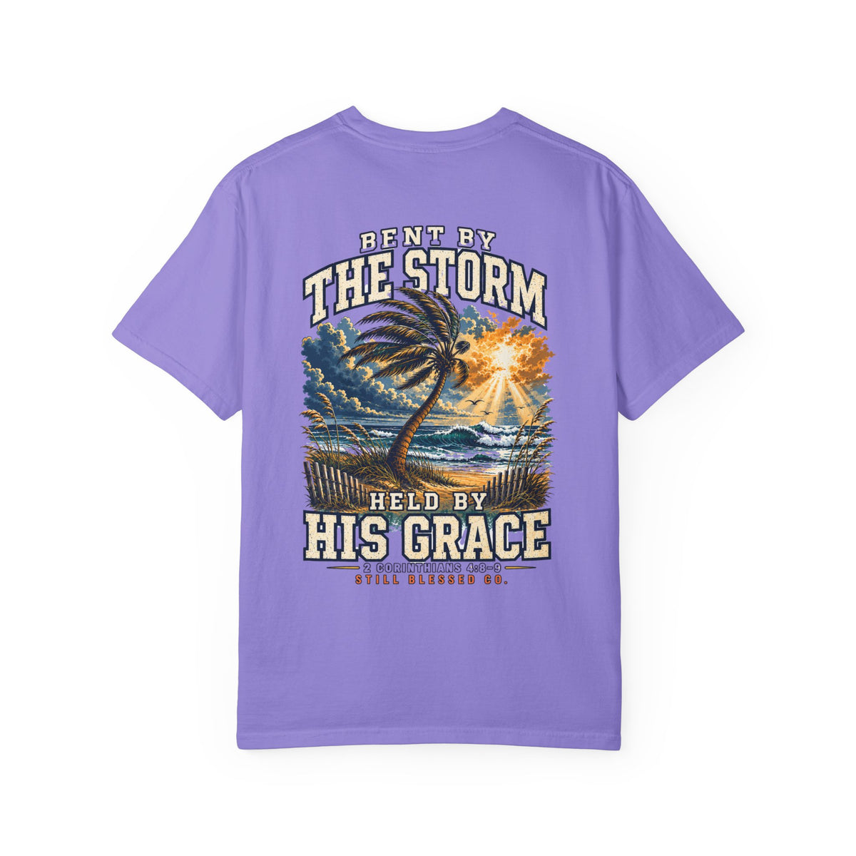 Bent by the Storm, Held by His Grace Comfort Colors® Tee | Coastal Christian Shirt | Women’s Faith Graphic T-Shirt