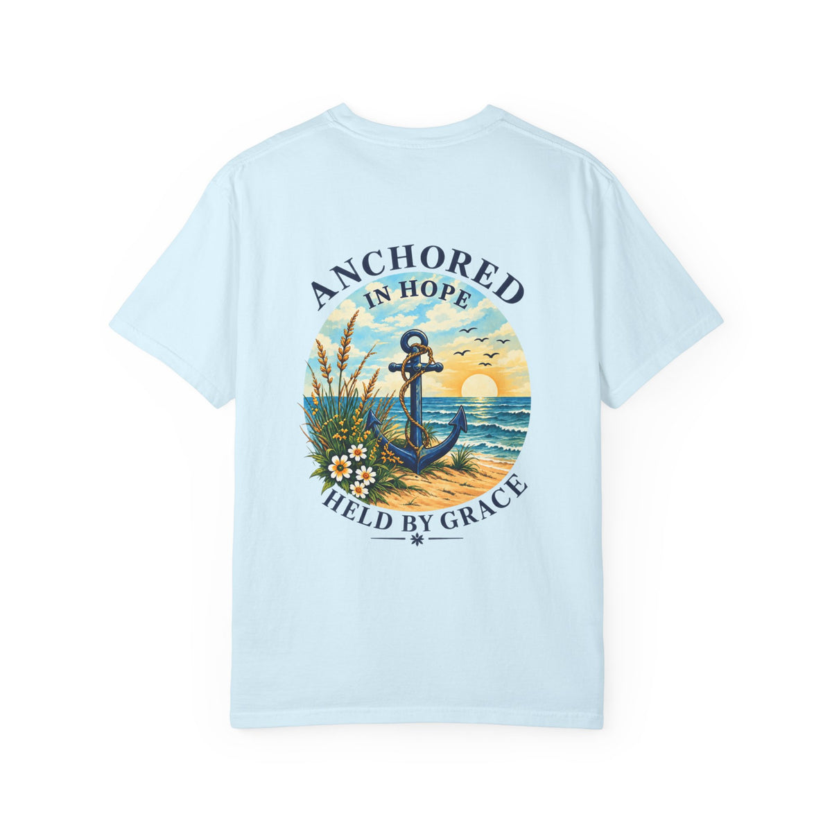 Anchored in Hope Faith Shirt | Hebrews 6:19 Christian Coastal Graphic Tee | Faith-Based Comfort Colors T-Shirt