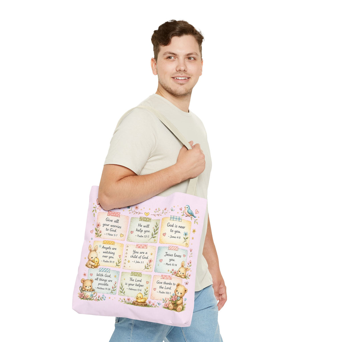 Promises for Her Little Heart™ Double-Sided Christian Girls Tote Bag | Bible Verse Tote | Church Bag for Girls | Faith Gift for Daughters