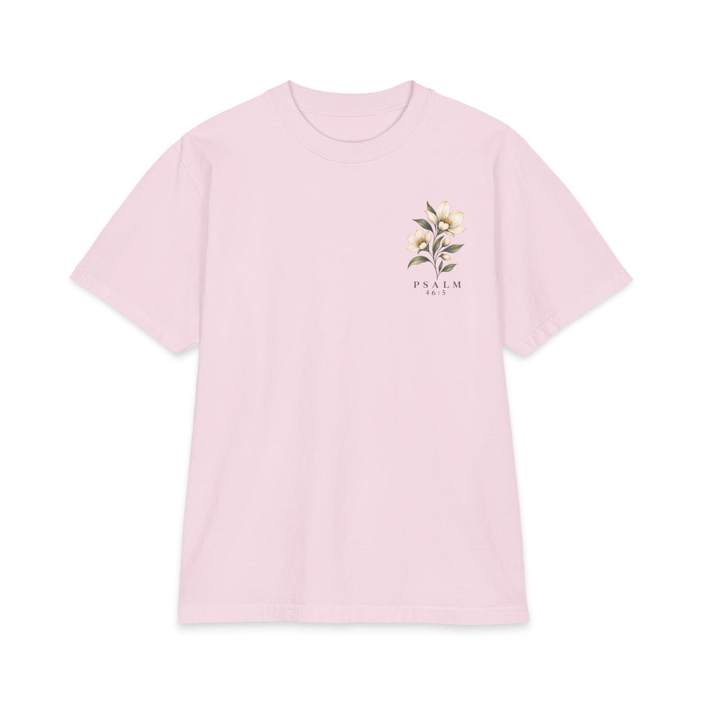 God Is Within Her Shirt | Psalm 46:5 Botanical Oversized Christian Tee