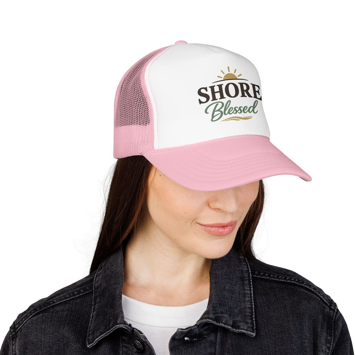 Shore Blessed™ Coastal Faith Trucker Hat | Women's Boutique Snapback | Faith & Sunshine Collection