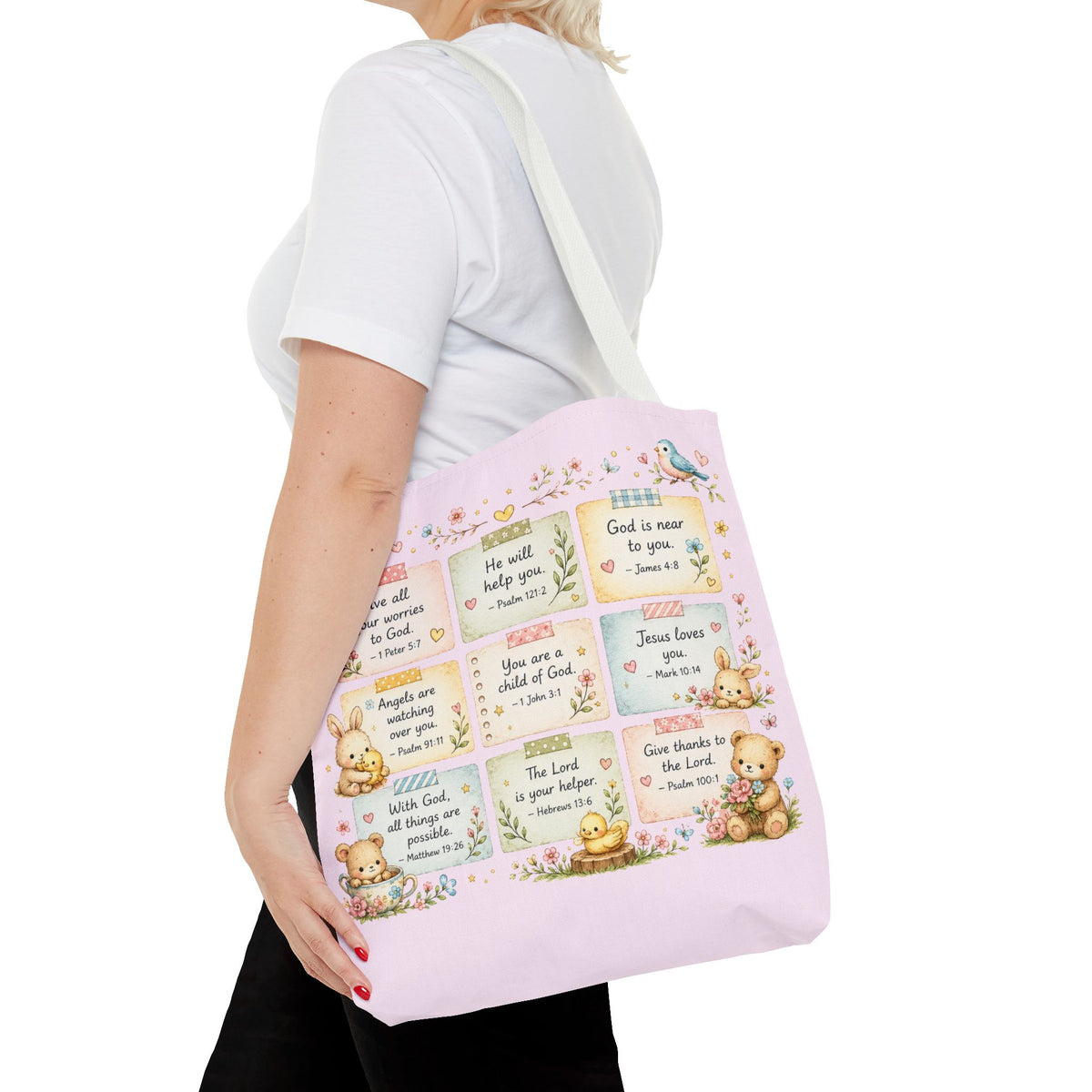 Promises for Her Little Heart™ Double-Sided Christian Girls Tote Bag | Bible Verse Tote | Church Bag for Girls | Faith Gift for Daughters