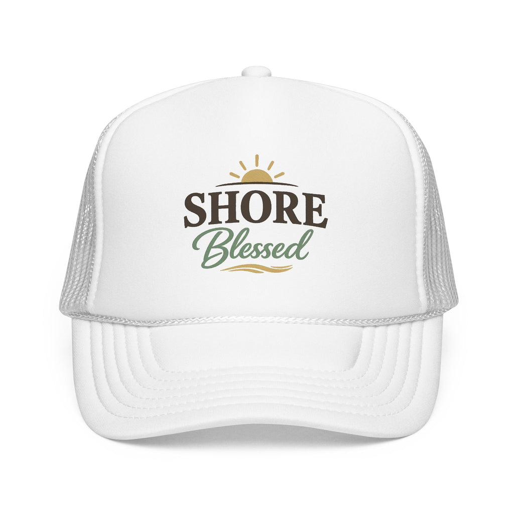 Shore Blessed™ Coastal Faith Trucker Hat | Women's Boutique Snapback | Faith & Sunshine Collection