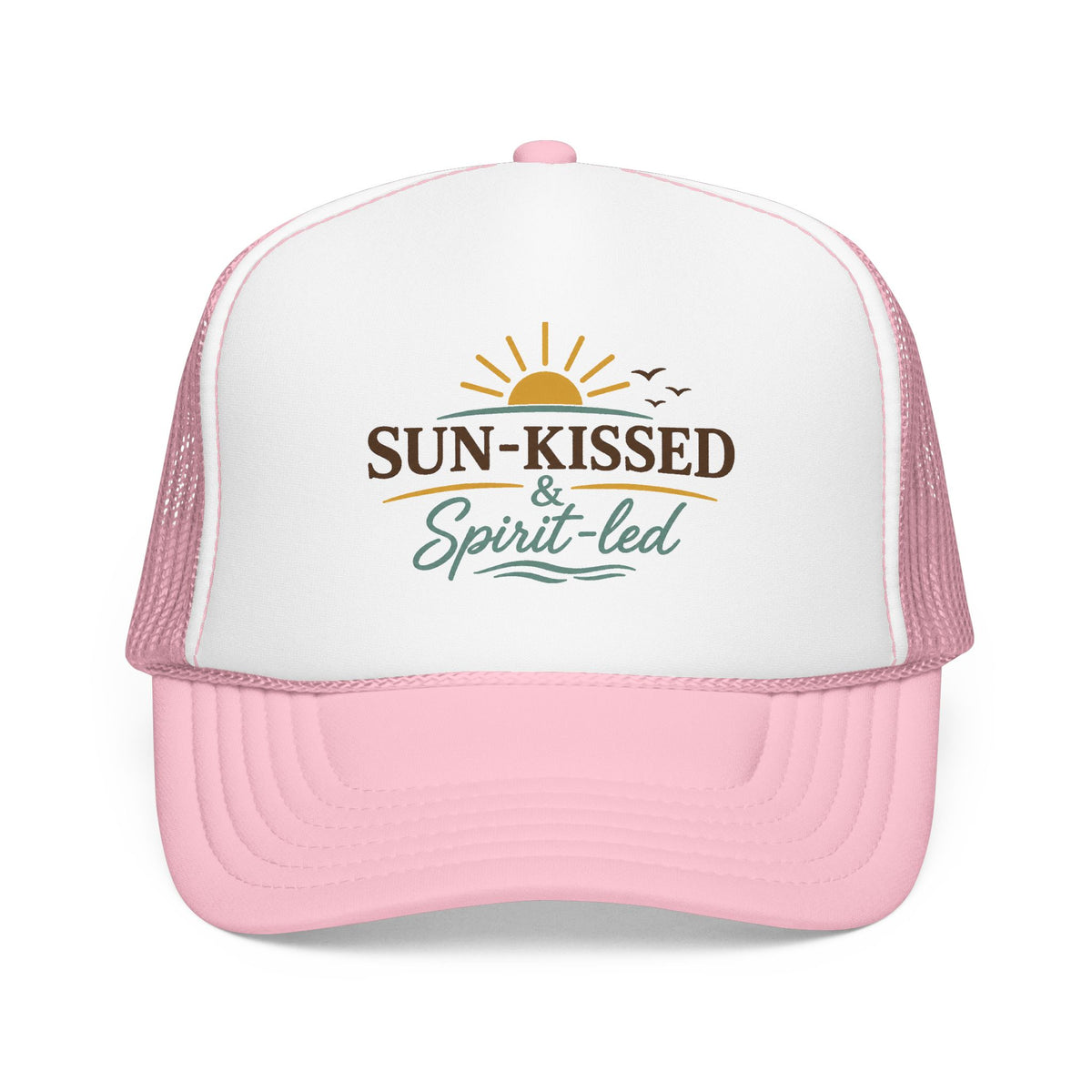 Sun-Kissed & Spirit-Led™ Coastal Christian Trucker Hat | Boutique Faith Snapback | Women's Beach Hat | Still Blessed Co.