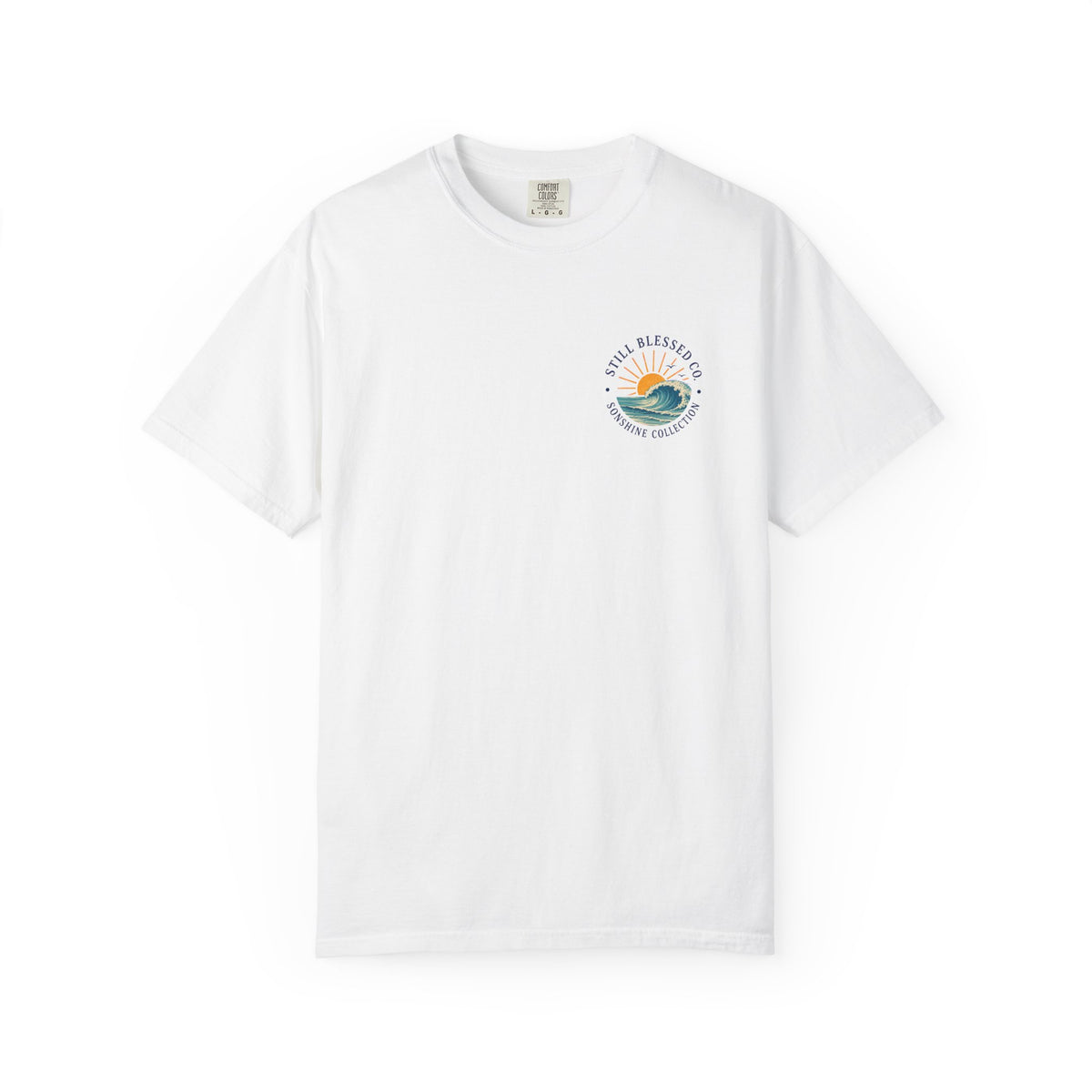 Mercy Rises Tee — Sunrise Surf Christian T-Shirt (Lamentations 3:22-23)