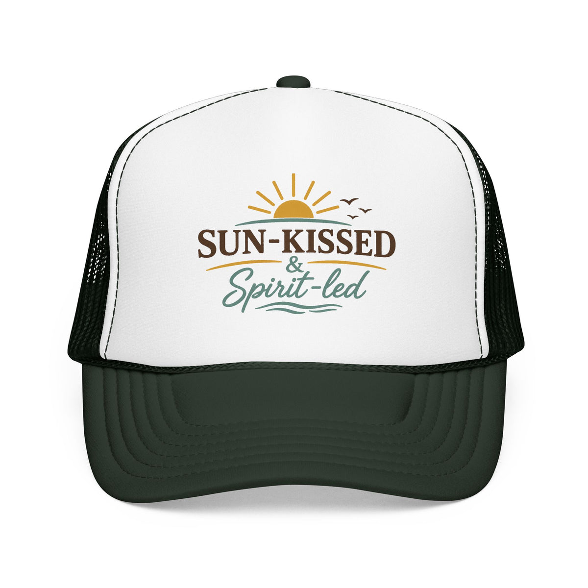 Sun-Kissed & Spirit-Led™ Coastal Christian Trucker Hat | Boutique Faith Snapback | Women's Beach Hat | Still Blessed Co.