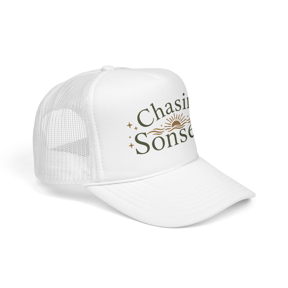 Chasing Sonsets™ Coastal Christian Trucker Hat | Women's Boutique Faith Snapback | Beach Lifestyle Hat | Still Blessed Co.