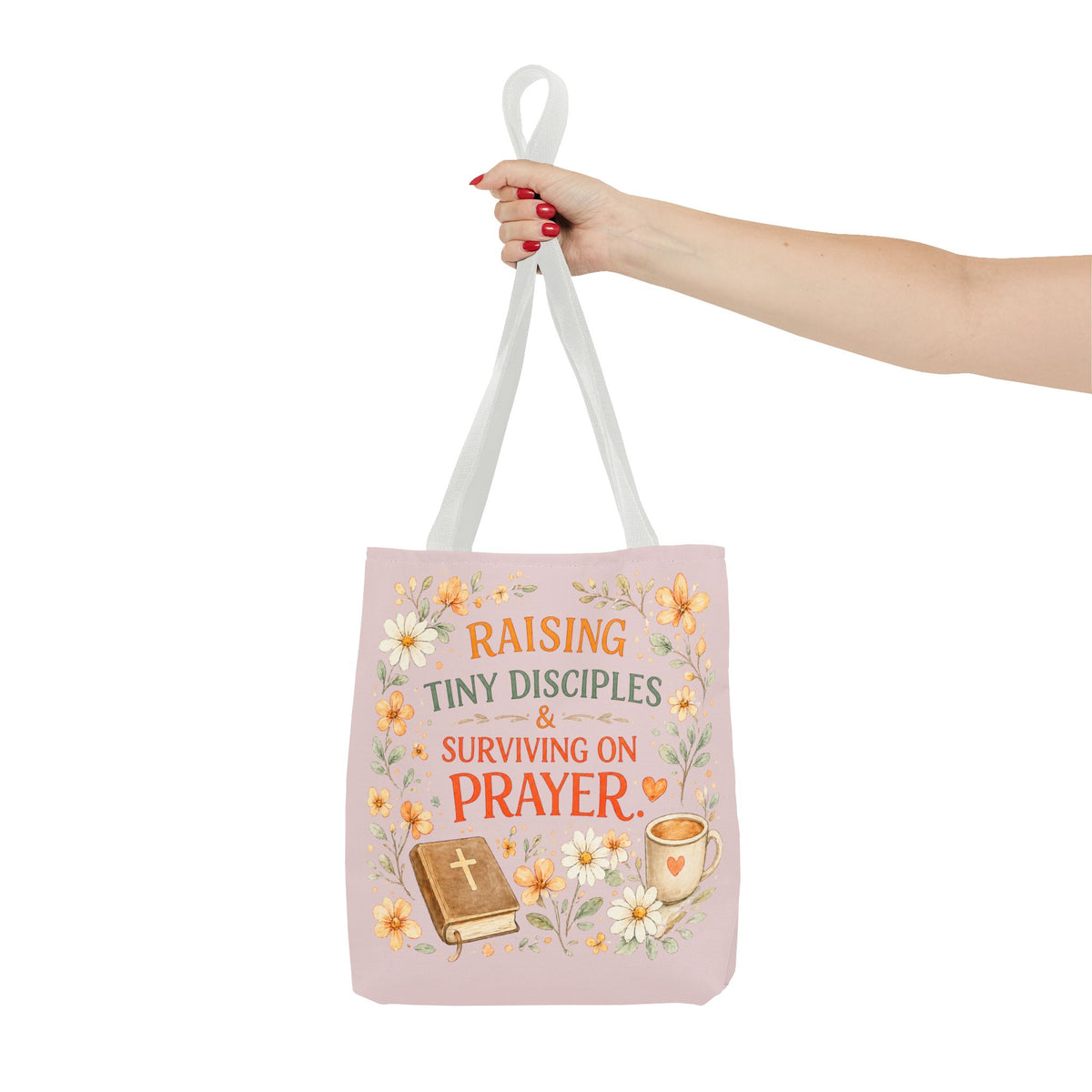 Raising Tiny Disciples & Surviving on Prayer™ Double-Sided Christian Mama Tote Bag | Faith-Based Canvas Tote | Gift for Moms