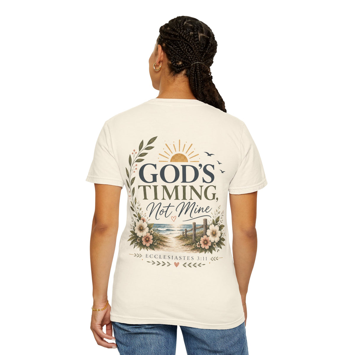God's Timing, Not Mine Comfort Colors® T-Shirt | Christian Coastal Shirt | Faith-Based Beach Tee | Ecclesiastes 3:11 | Still Blessed Co.