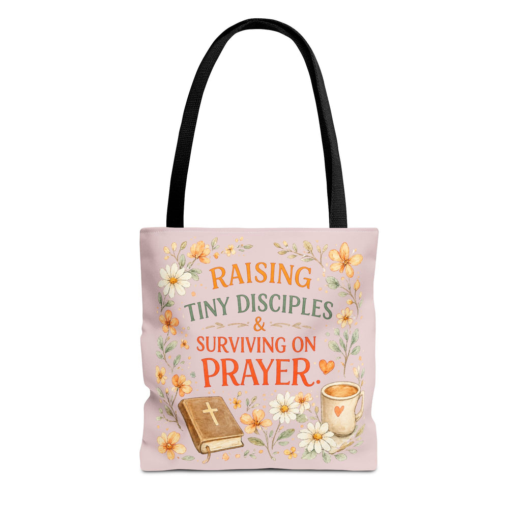 Raising Tiny Disciples & Surviving on Prayer™ Double-Sided Christian Mama Tote Bag | Faith-Based Canvas Tote | Gift for Moms