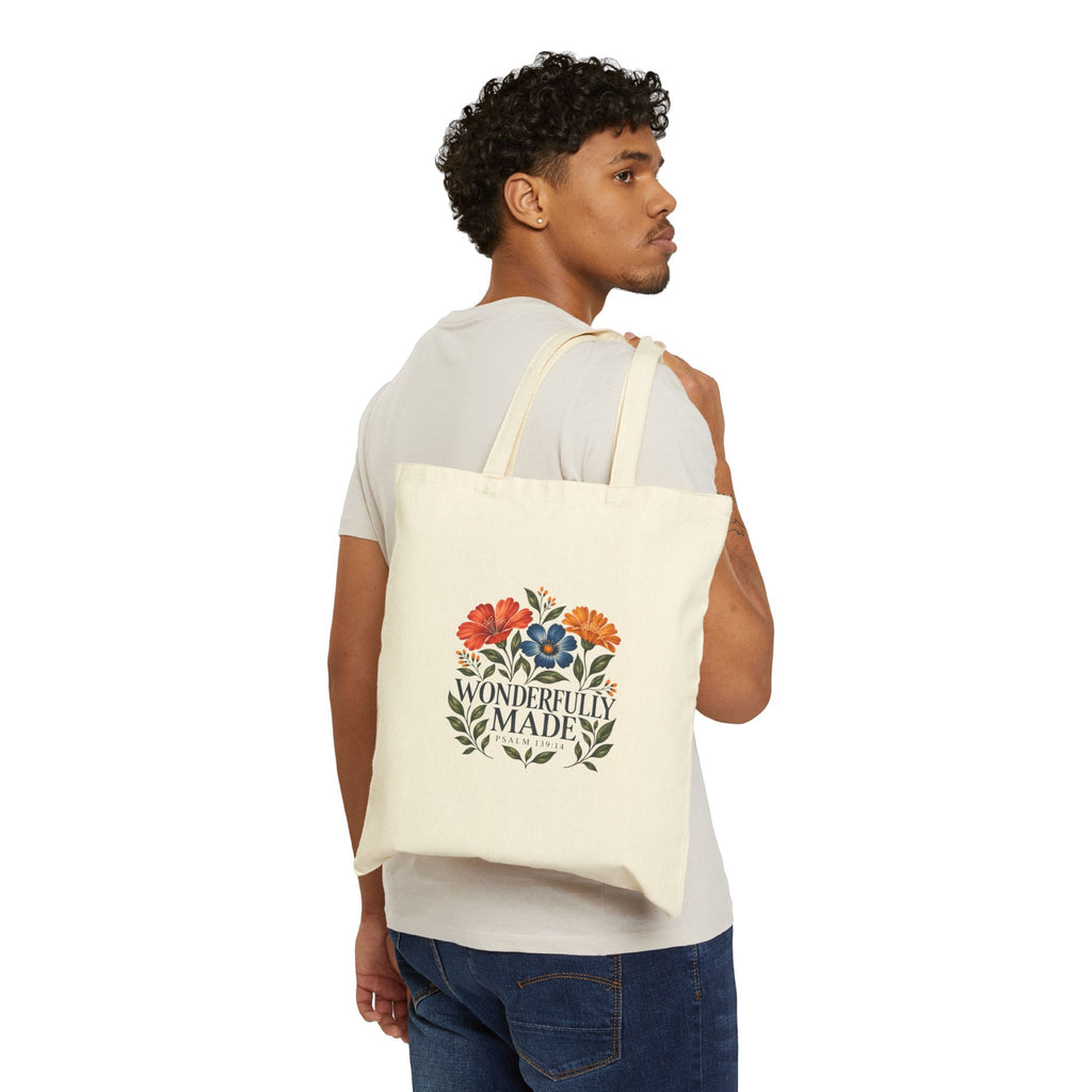 Wonderfully Made Floral Scripture Tote | Psalm 139:14