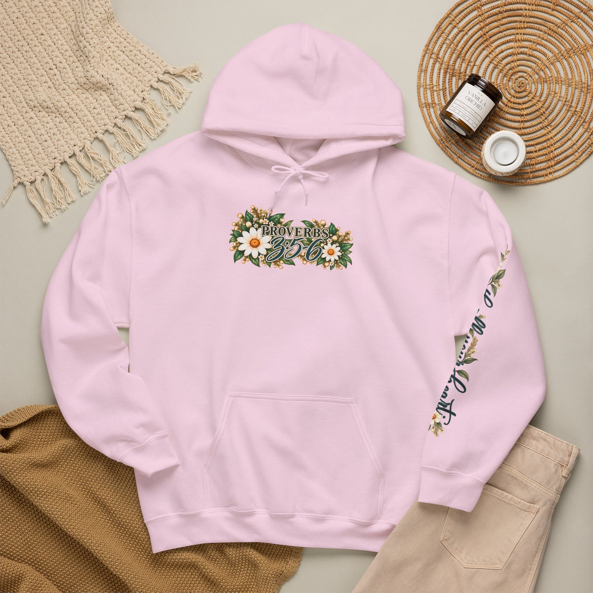 Trust in the Lord Floral Cross Hoodie | Proverbs Christian Hoodie