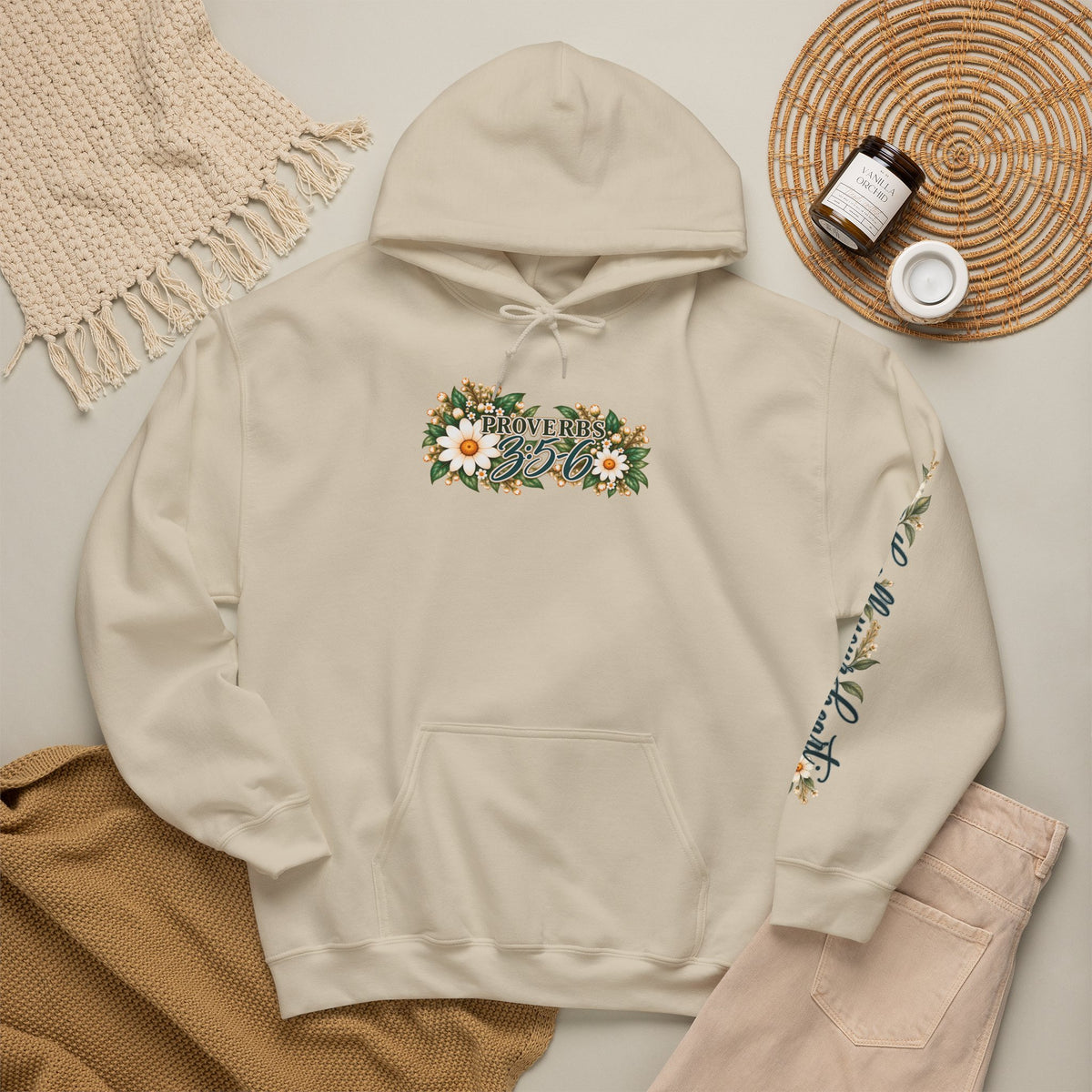 Trust in the Lord Floral Cross Hoodie | Proverbs Christian Hoodie