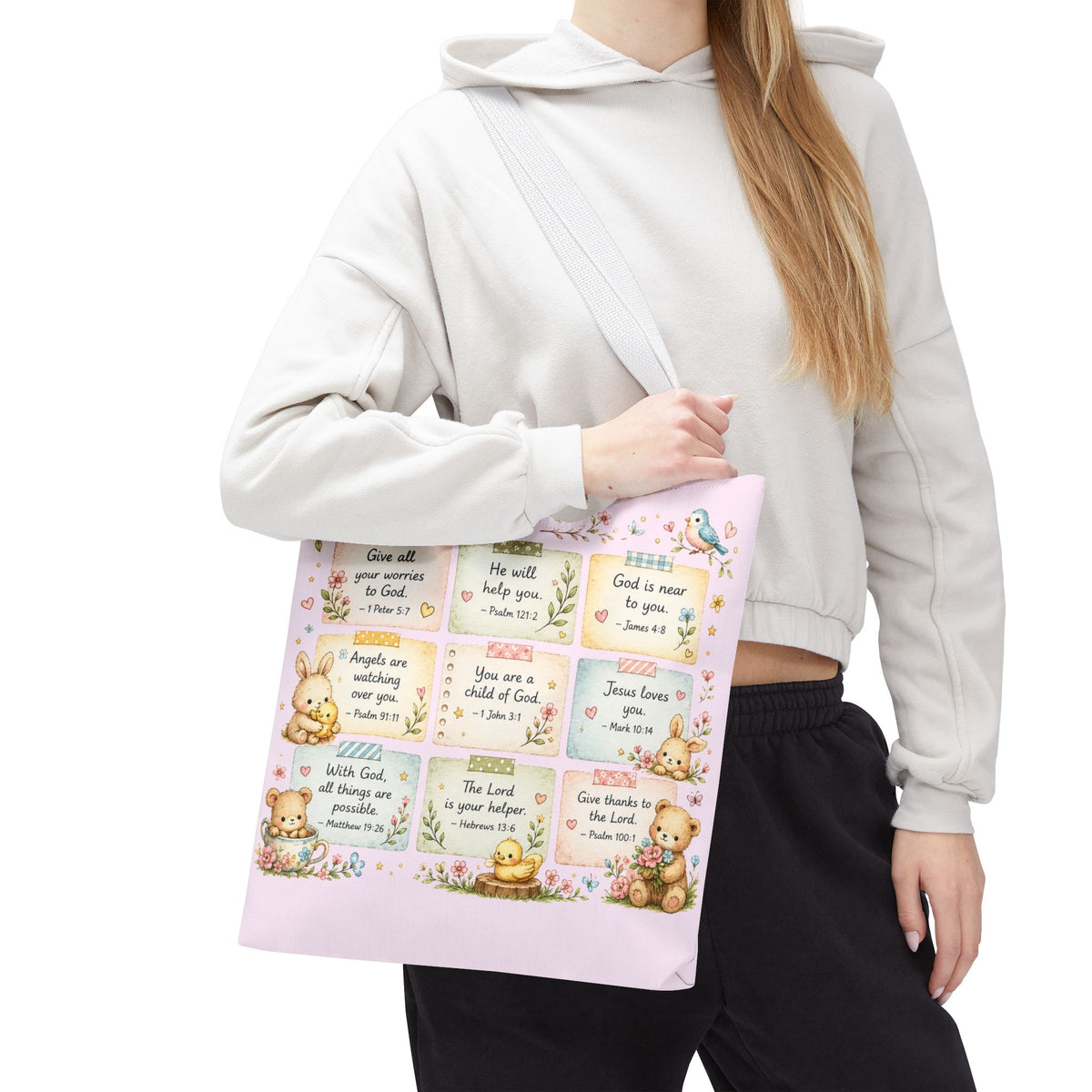 Promises for Her Little Heart™ Double-Sided Christian Girls Tote Bag | Bible Verse Tote | Church Bag for Girls | Faith Gift for Daughters