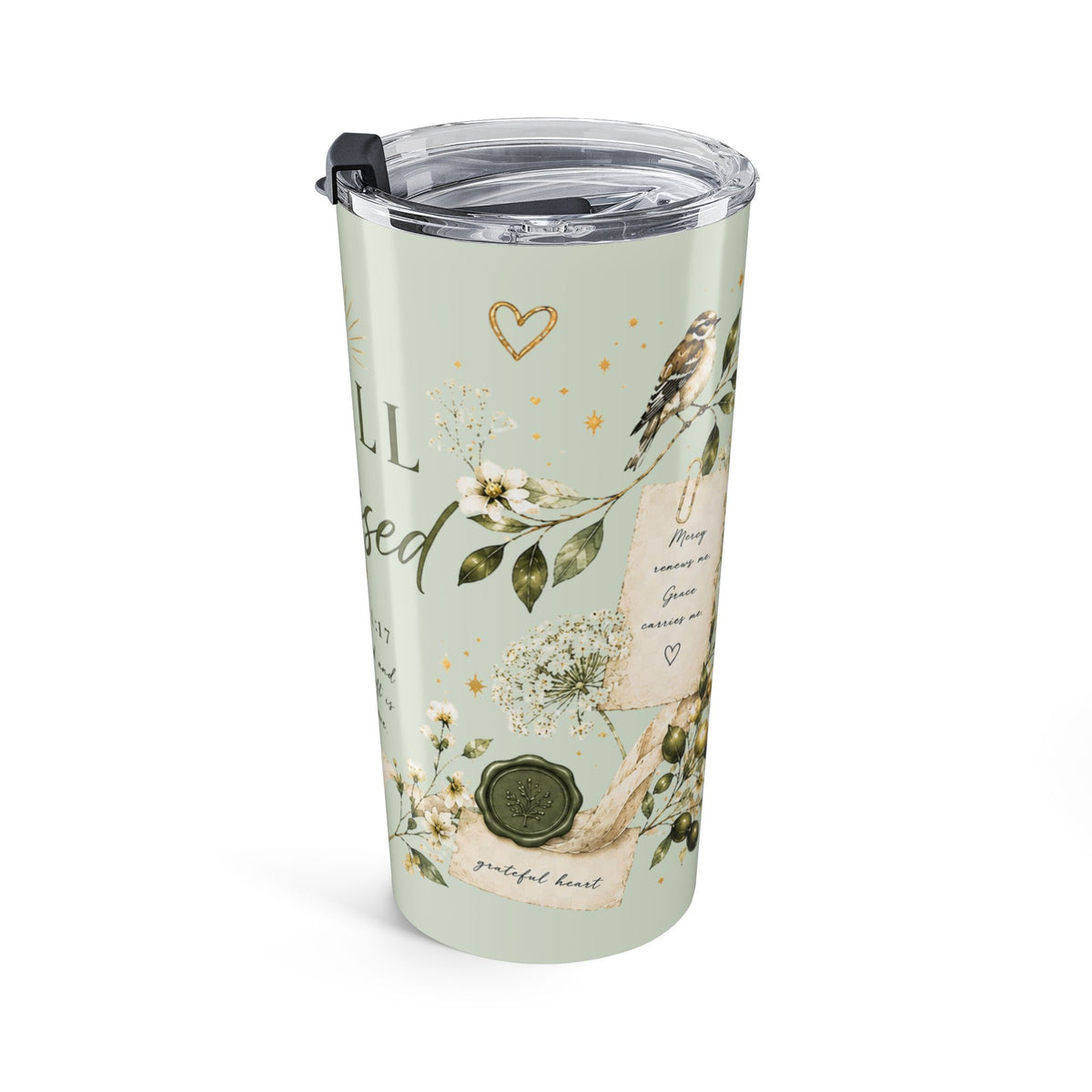 Still Blessed™ Botanical Scripture Tumbler | James 1:17 | 20 oz Faith-Inspired Insulated Travel Cup