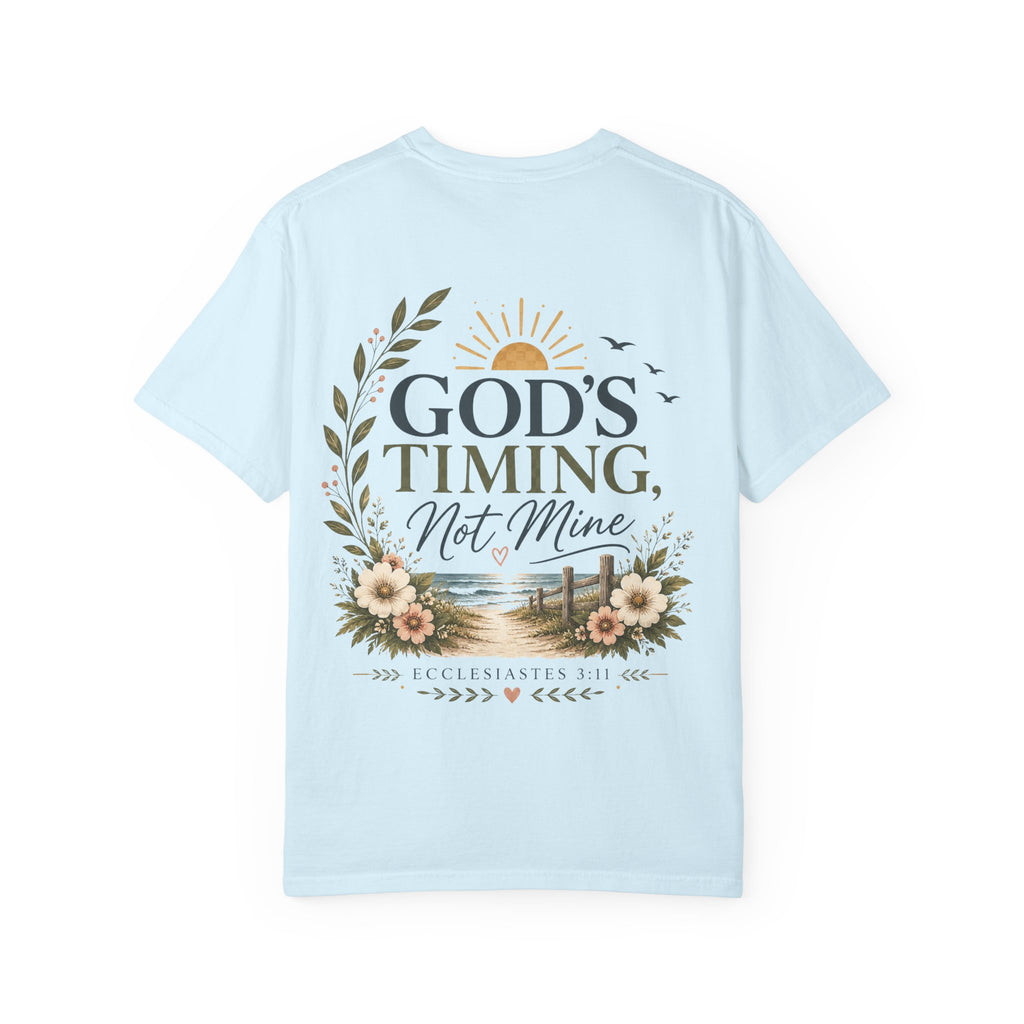 God's Timing, Not Mine Comfort Colors® T-Shirt | Christian Coastal Shirt | Faith-Based Beach Tee | Ecclesiastes 3:11 | Still Blessed Co.