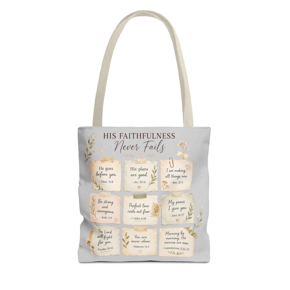 His Faithfulness Never Fails™ Double-Sided Christian Tote Bag | Scripture Promise Canvas Tote | Bible Study Bag | Faith Gift for Women