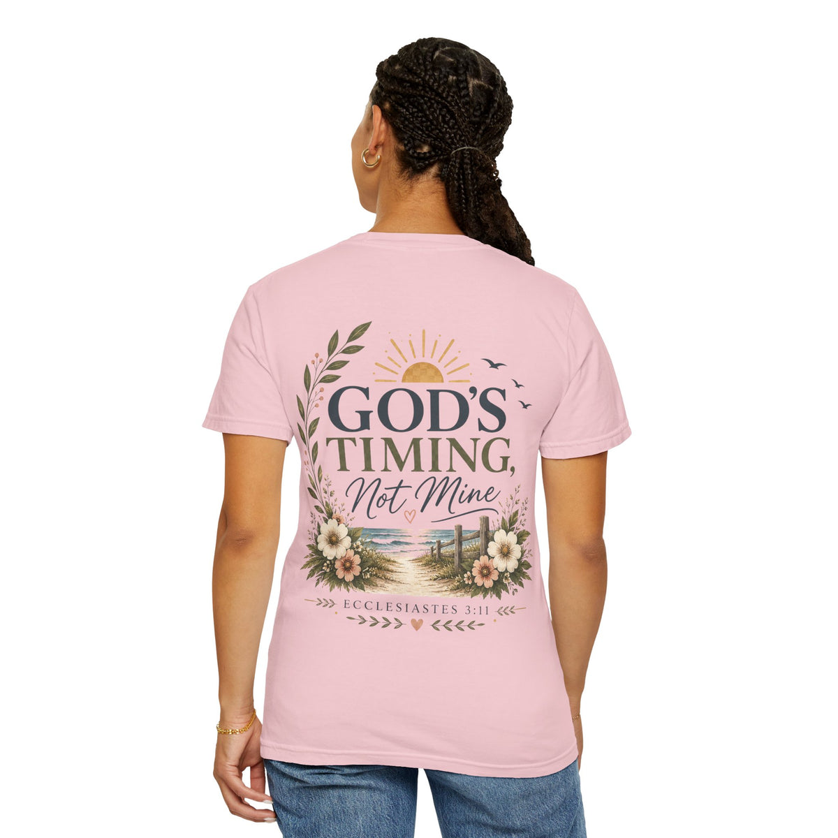 God's Timing, Not Mine Comfort Colors® T-Shirt | Christian Coastal Shirt | Faith-Based Beach Tee | Ecclesiastes 3:11 | Still Blessed Co.