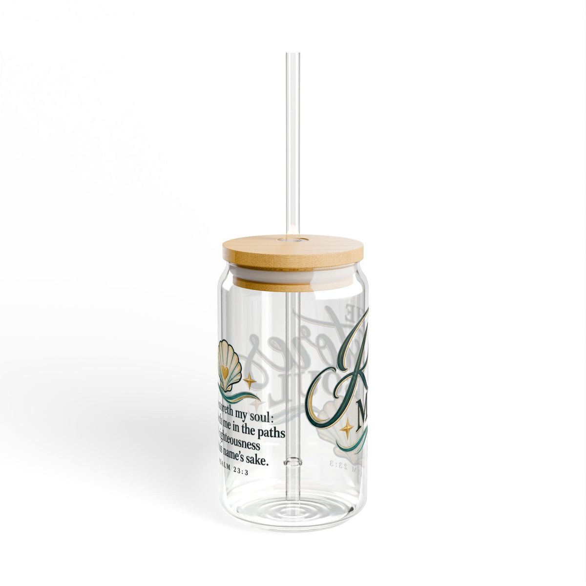 He Restores My Soul | Coastal Faith Glass Sipper · 16 oz