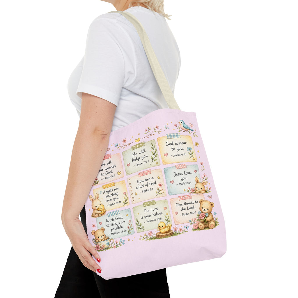 Promises for Her Little Heart™ Double-Sided Christian Girls Tote Bag | Bible Verse Tote | Church Bag for Girls | Faith Gift for Daughters