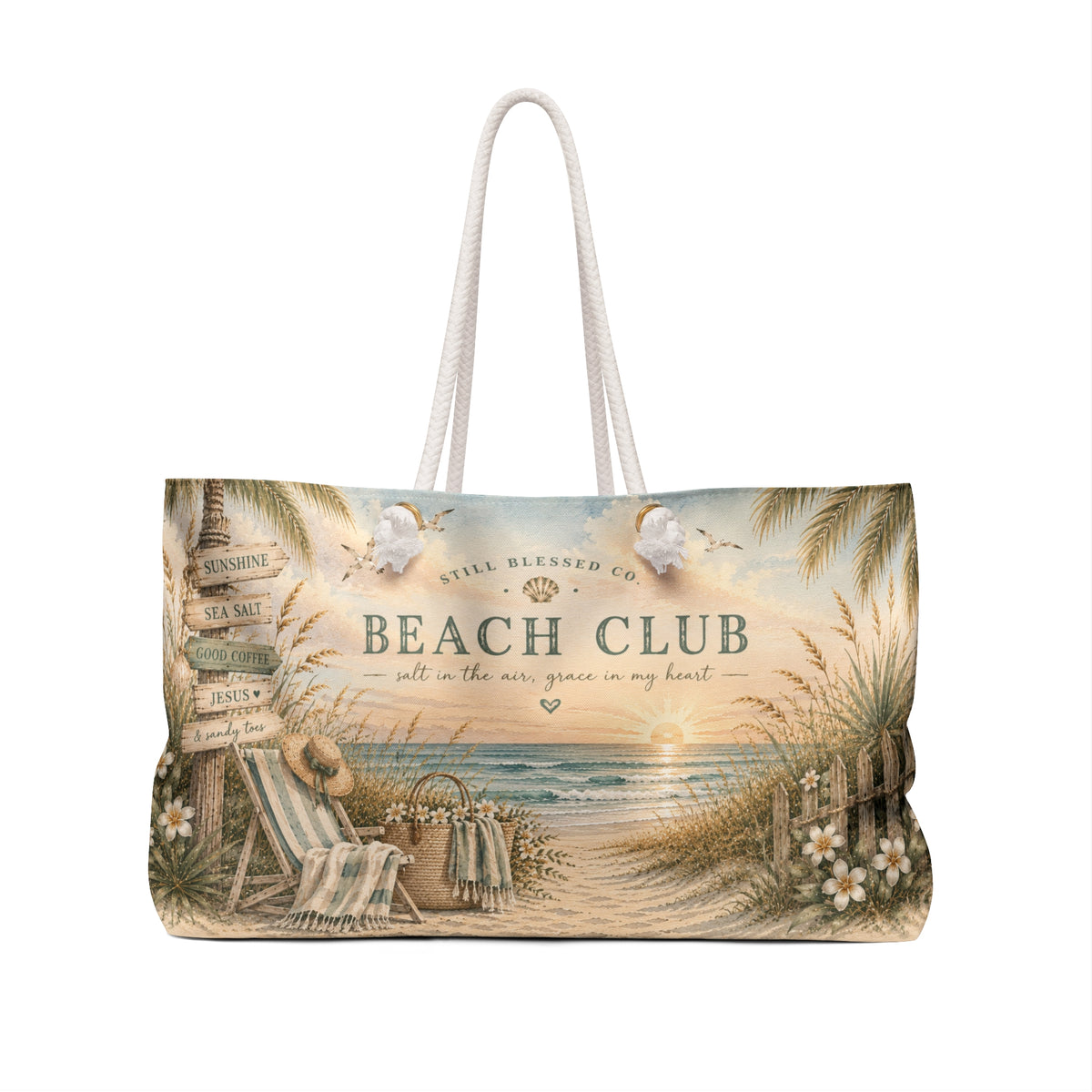 Beach Club™ Weekender Bag | Luxury Coastal Beach Tote | Oversized Travel Bag | Coastal Christian Weekender | Still Blessed Co.