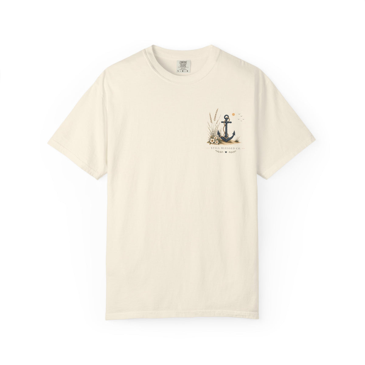 Anchored in His Love Comfort Colors® Tee | Christian Coastal T-Shirt | Faith-Based Beach Shirt | Matthew 19:26 | Still Blessed Co.