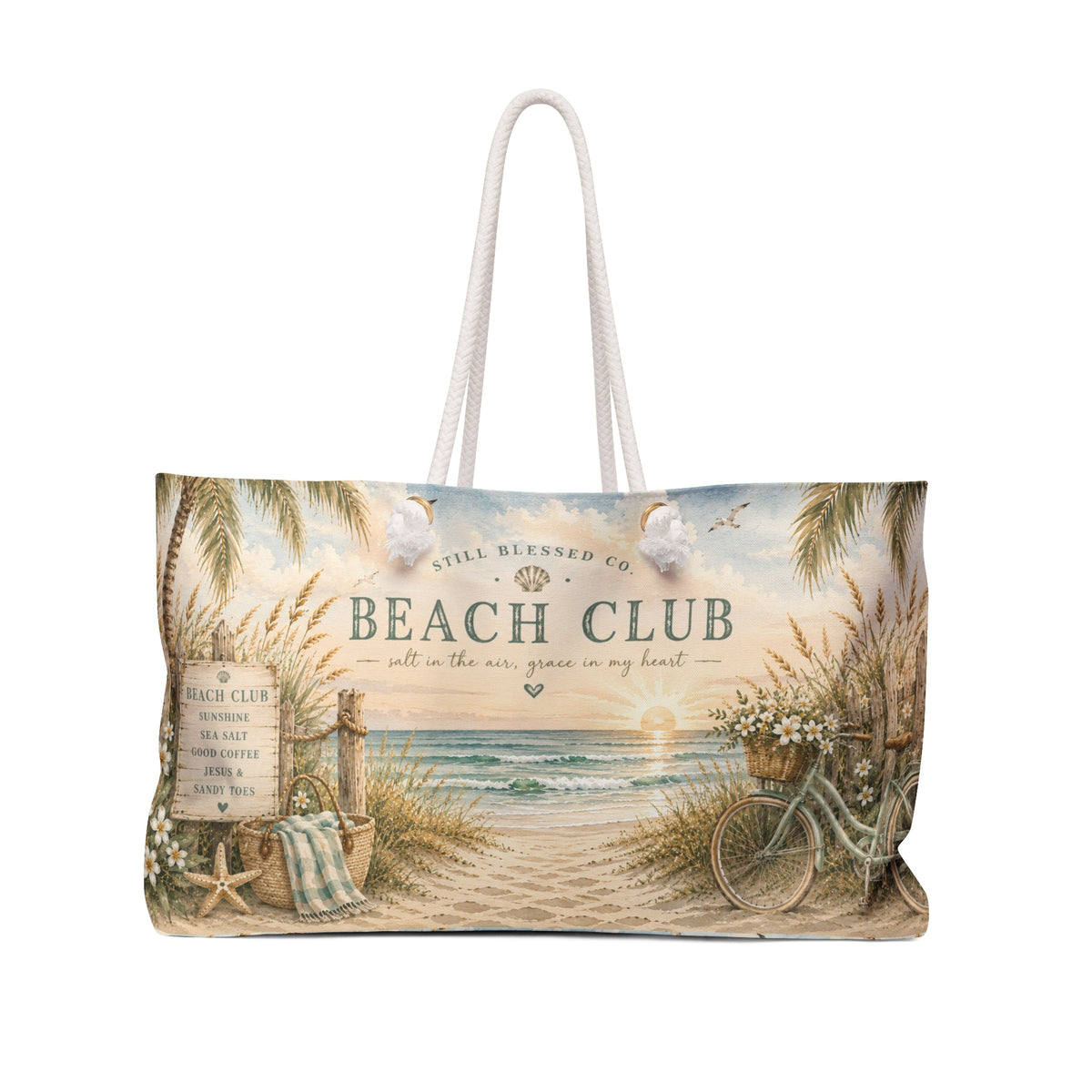 Beach Club™ Weekender Bag | Luxury Coastal Beach Tote | Oversized Travel Bag | Coastal Christian Weekender | Still Blessed Co.
