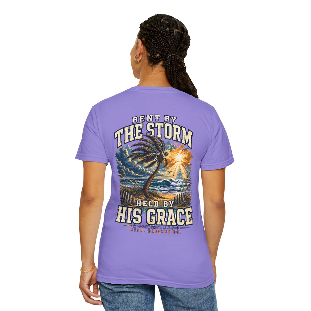 Bent by the Storm, Held by His Grace Comfort Colors® Tee | Coastal Christian Shirt | Women’s Faith Graphic T-Shirt