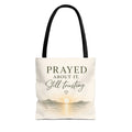 Prayed About It. Still Trusting.™ Double-Sided Faith Tote Bag | Minimalist Christian Canvas Tote | Coastal Watercolor Gift for Women