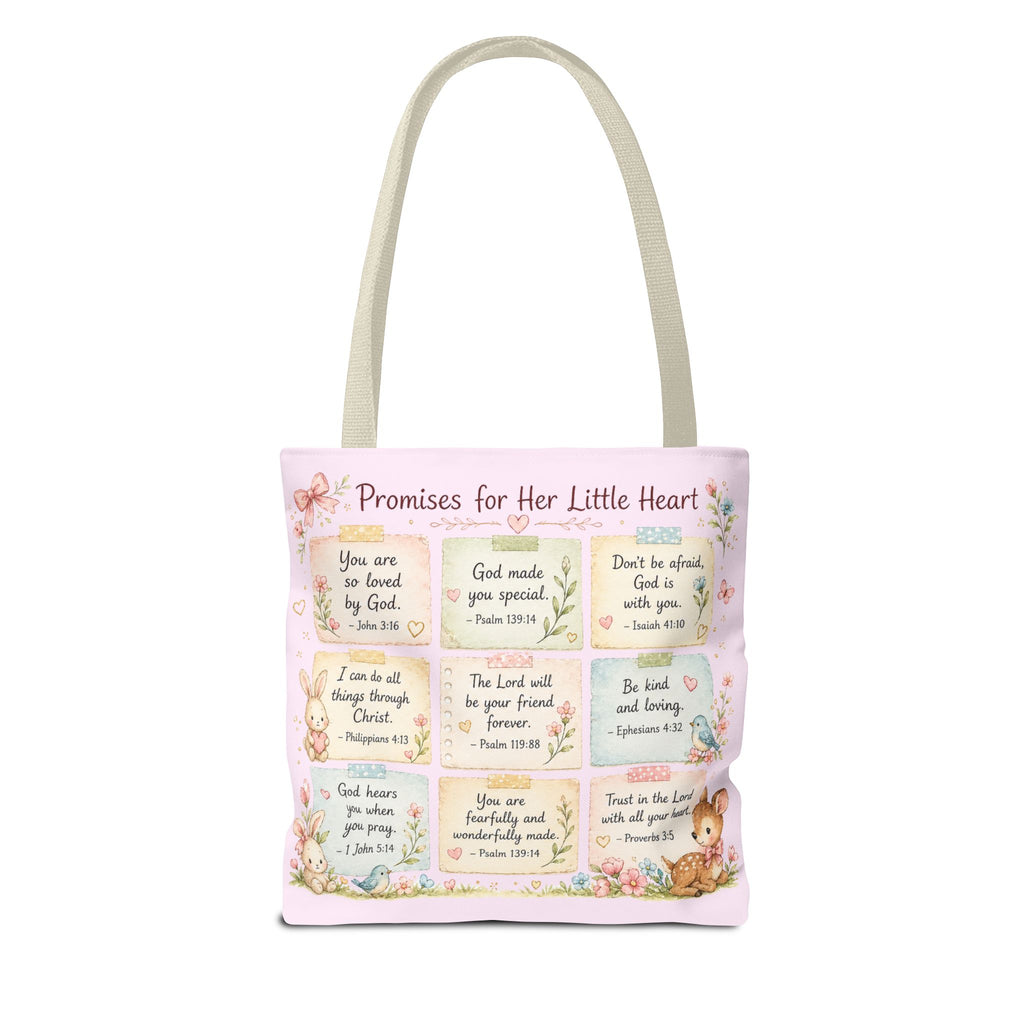 Promises for Her Little Heart™ Double-Sided Christian Girls Tote Bag | Bible Verse Tote | Church Bag for Girls | Faith Gift for Daughters