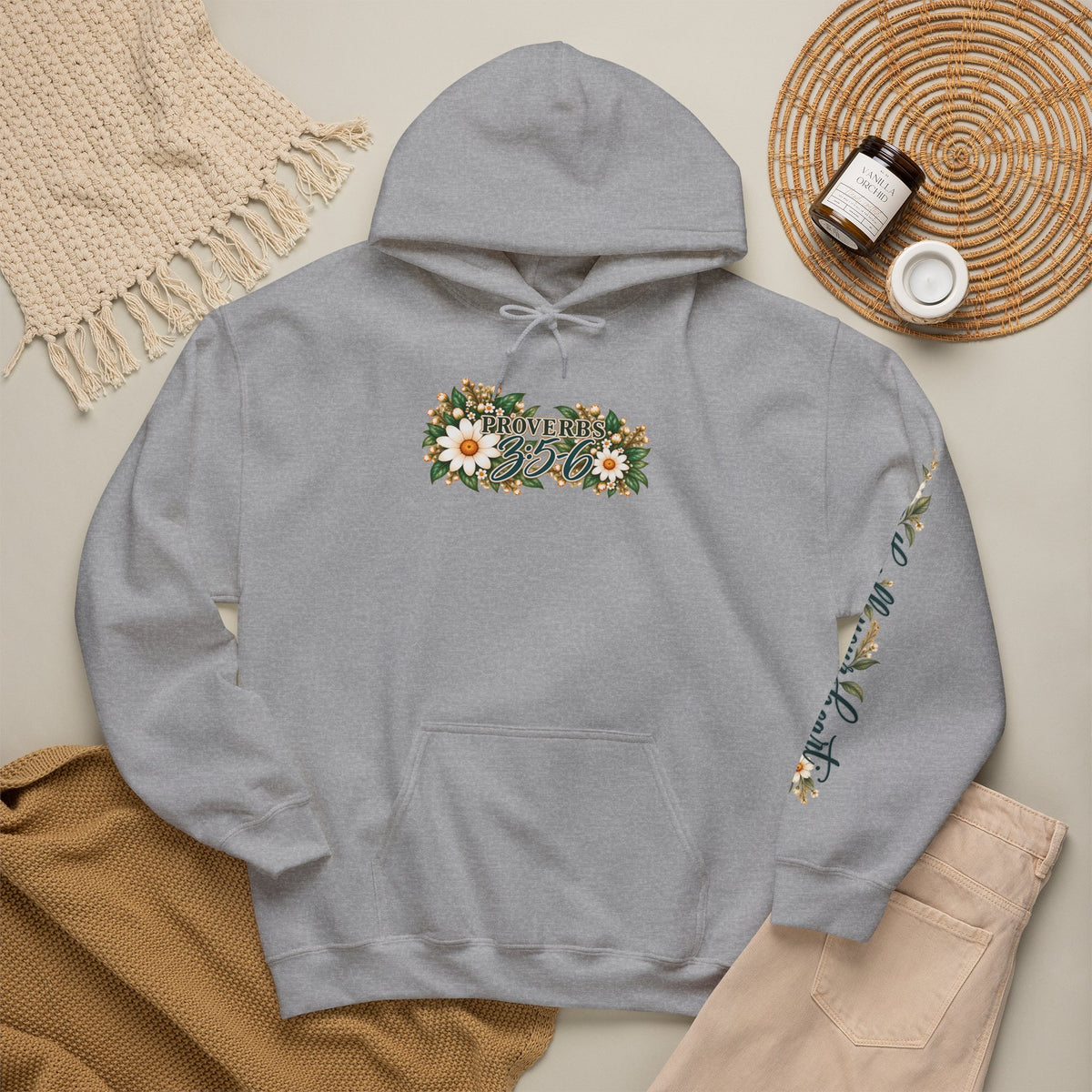 Trust in the Lord Floral Cross Hoodie | Proverbs Christian Hoodie