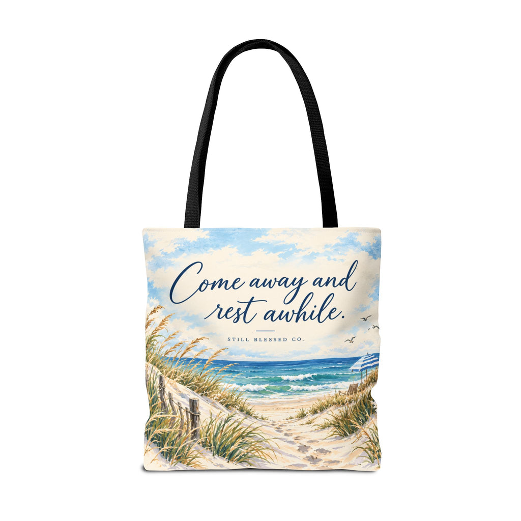 Be Still & Know™ Double-Sided Coastal Tote Bag | Psalm 46:10 Christian Canvas Tote | Beach Path Watercolor Bag | Boutique Gift for Women