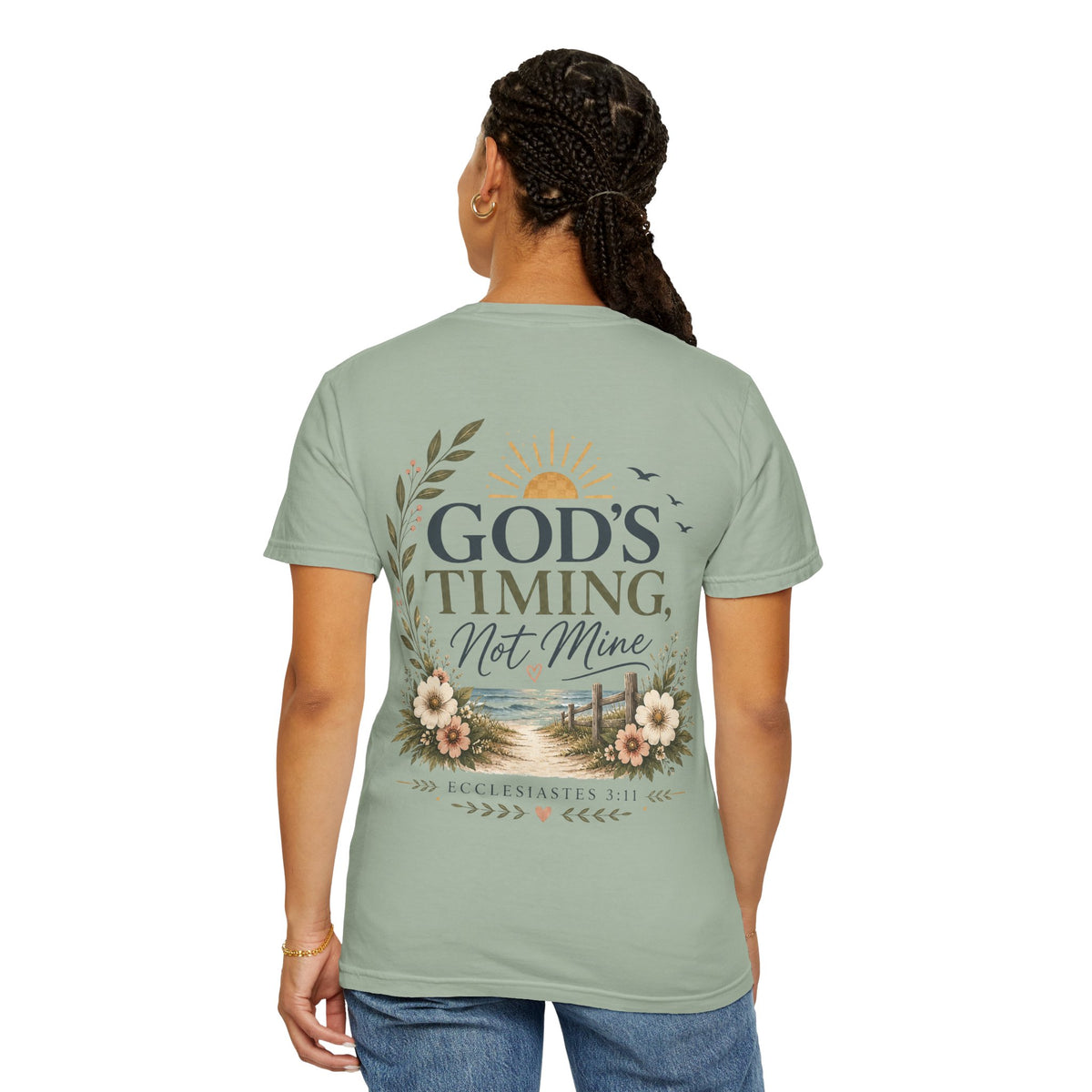God's Timing, Not Mine Comfort Colors® T-Shirt | Christian Coastal Shirt | Faith-Based Beach Tee | Ecclesiastes 3:11 | Still Blessed Co.