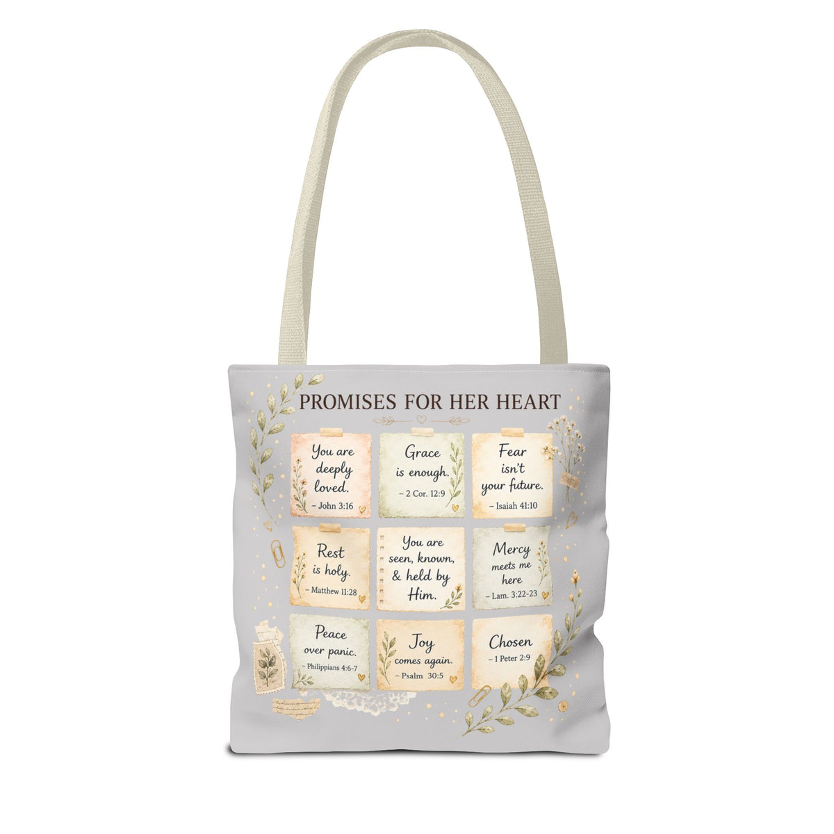 His Faithfulness Never Fails™ Double-Sided Christian Tote Bag | Scripture Promise Canvas Tote | Bible Study Bag | Faith Gift for Women