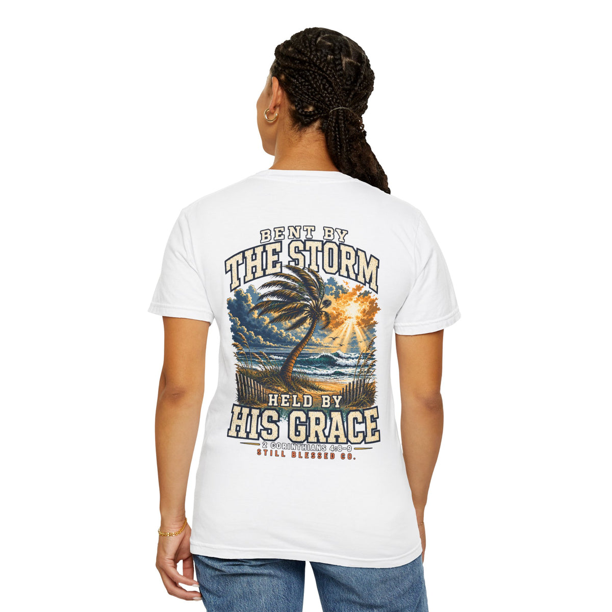 Bent by the Storm, Held by His Grace Comfort Colors® Tee | Coastal Christian Shirt | Women’s Faith Graphic T-Shirt