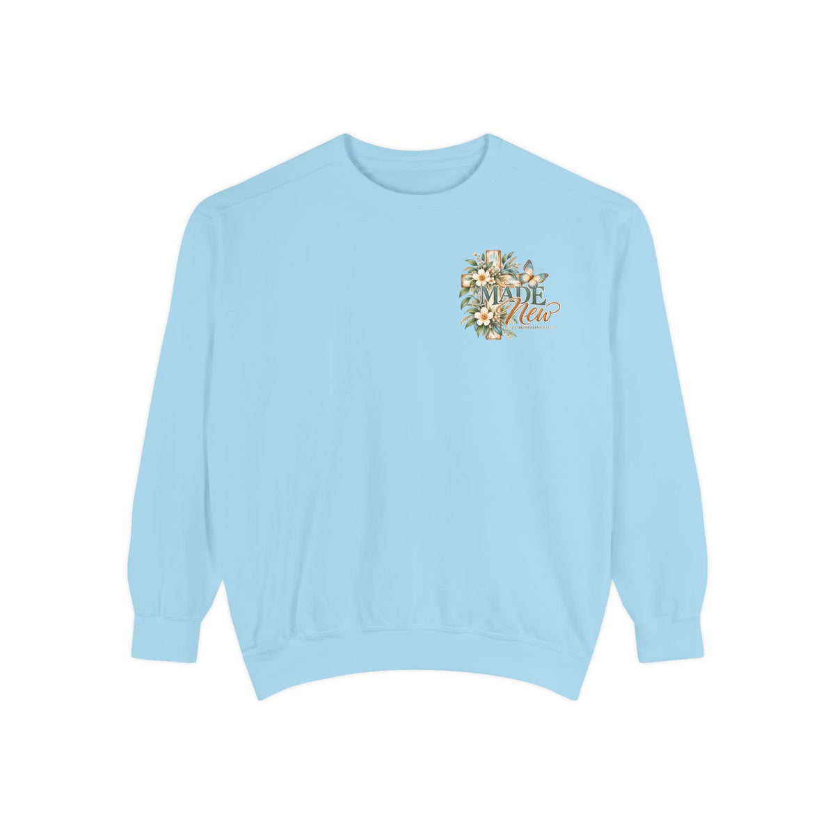 Made New | 2 Corinthians 5:17 Botanical Christian Crewneck