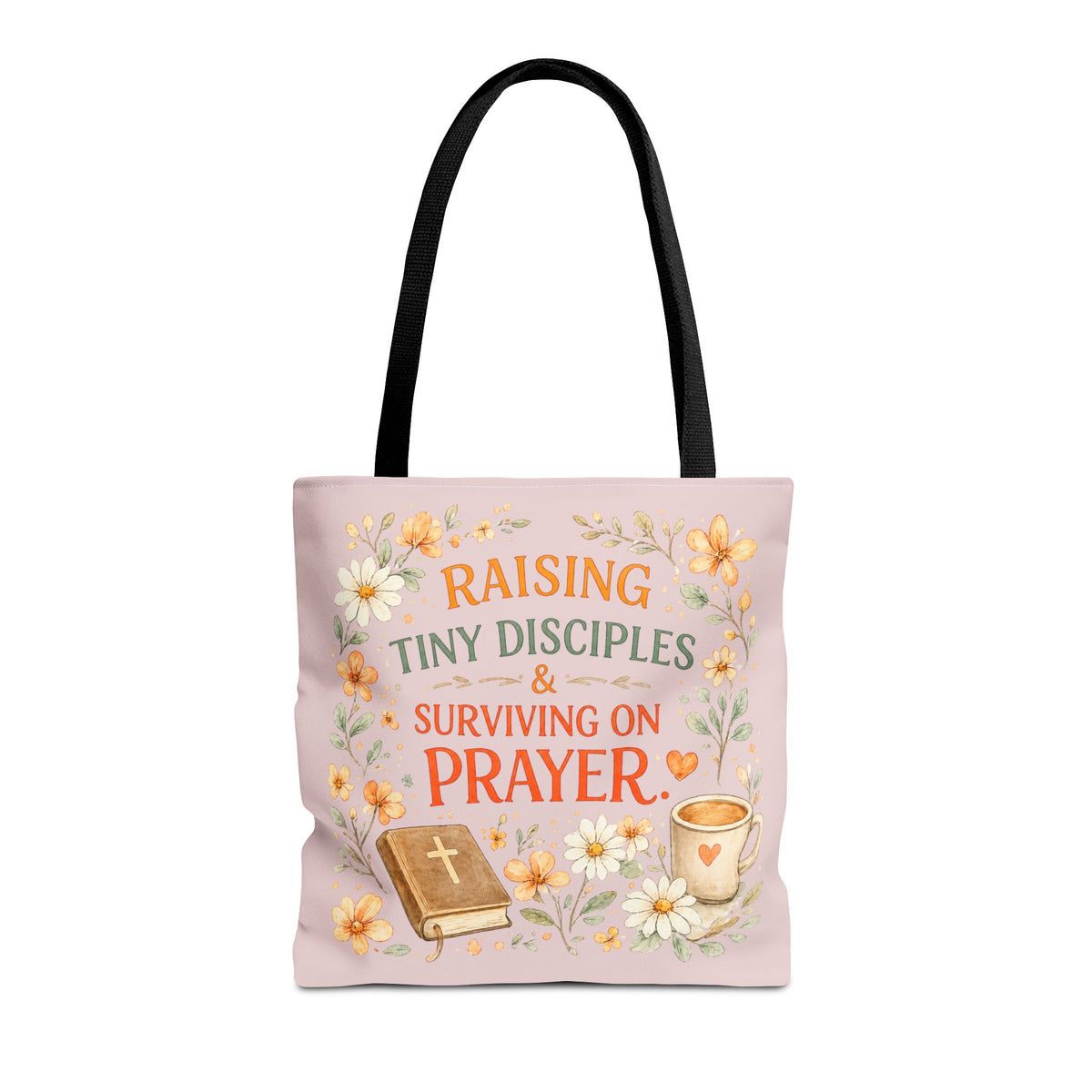 Raising Tiny Disciples & Surviving on Prayer™ Double-Sided Christian Mama Tote Bag | Faith-Based Canvas Tote | Gift for Moms
