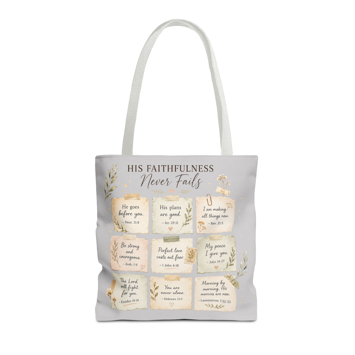 His Faithfulness Never Fails™ Double-Sided Christian Tote Bag | Scripture Promise Canvas Tote | Bible Study Bag | Faith Gift for Women