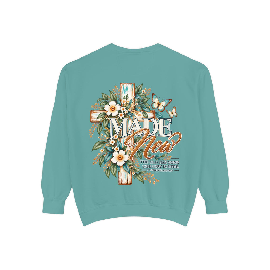 Made New | 2 Corinthians 5:17 Botanical Christian Crewneck