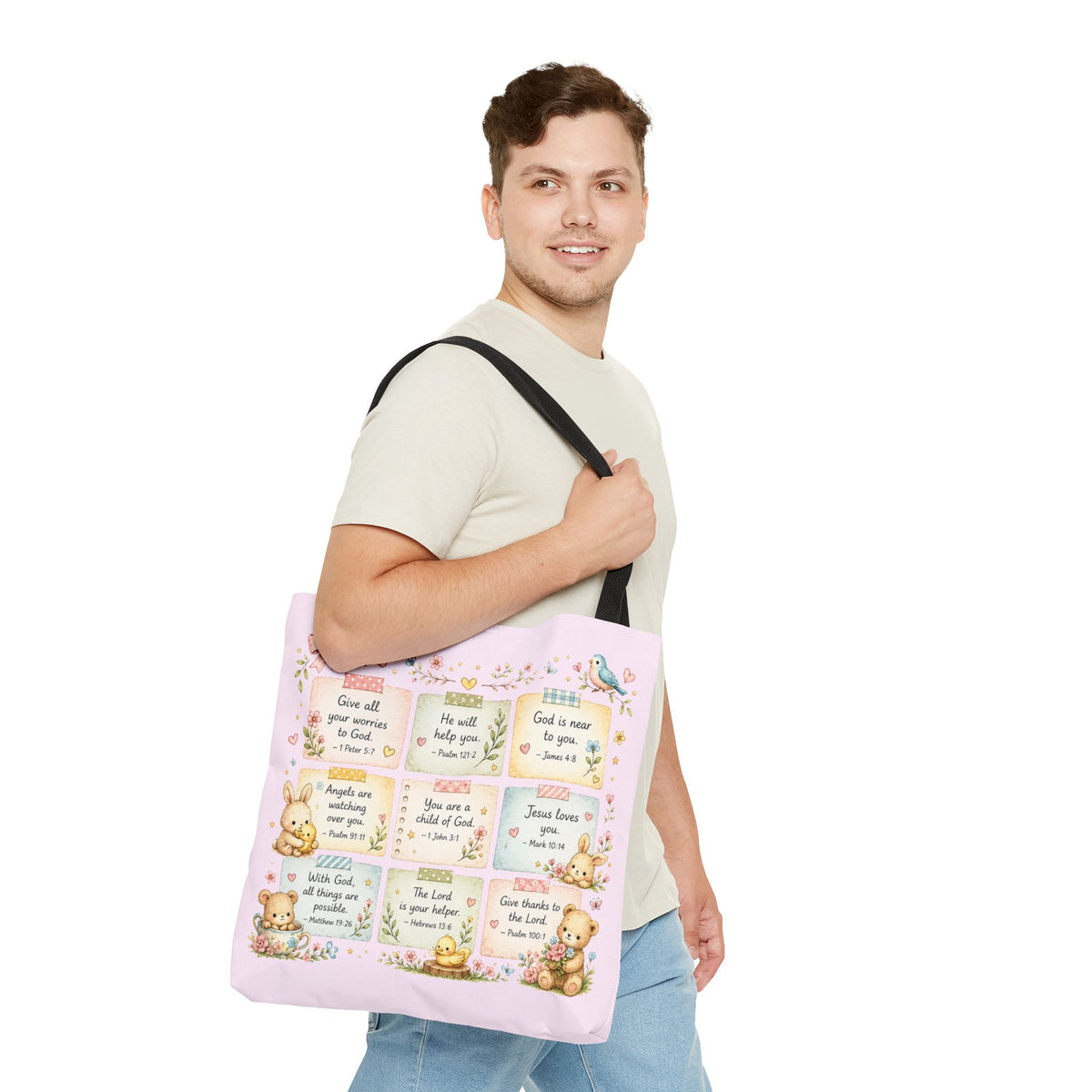 Promises for Her Little Heart™ Double-Sided Christian Girls Tote Bag | Bible Verse Tote | Church Bag for Girls | Faith Gift for Daughters