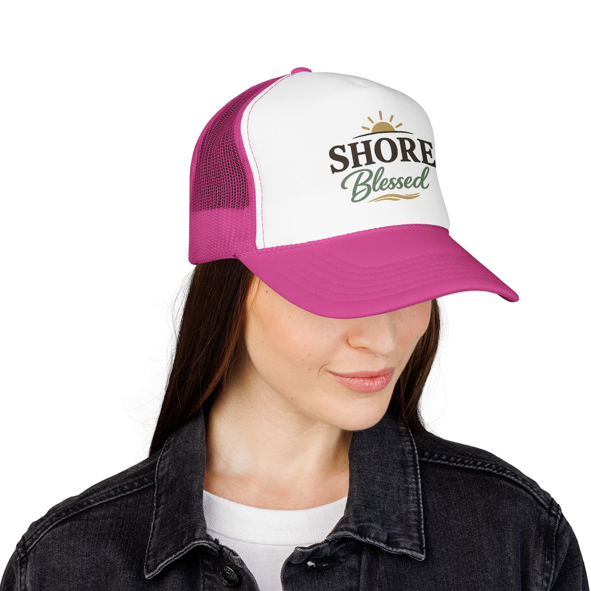 Shore Blessed™ Coastal Faith Trucker Hat | Women's Boutique Snapback | Faith & Sunshine Collection
