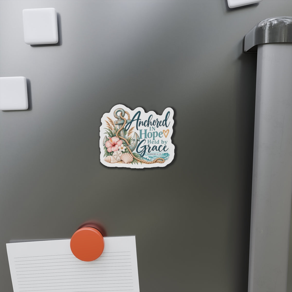 Anchored in Hope Die-Cut Magnet — Christian Nautical Faith Design
