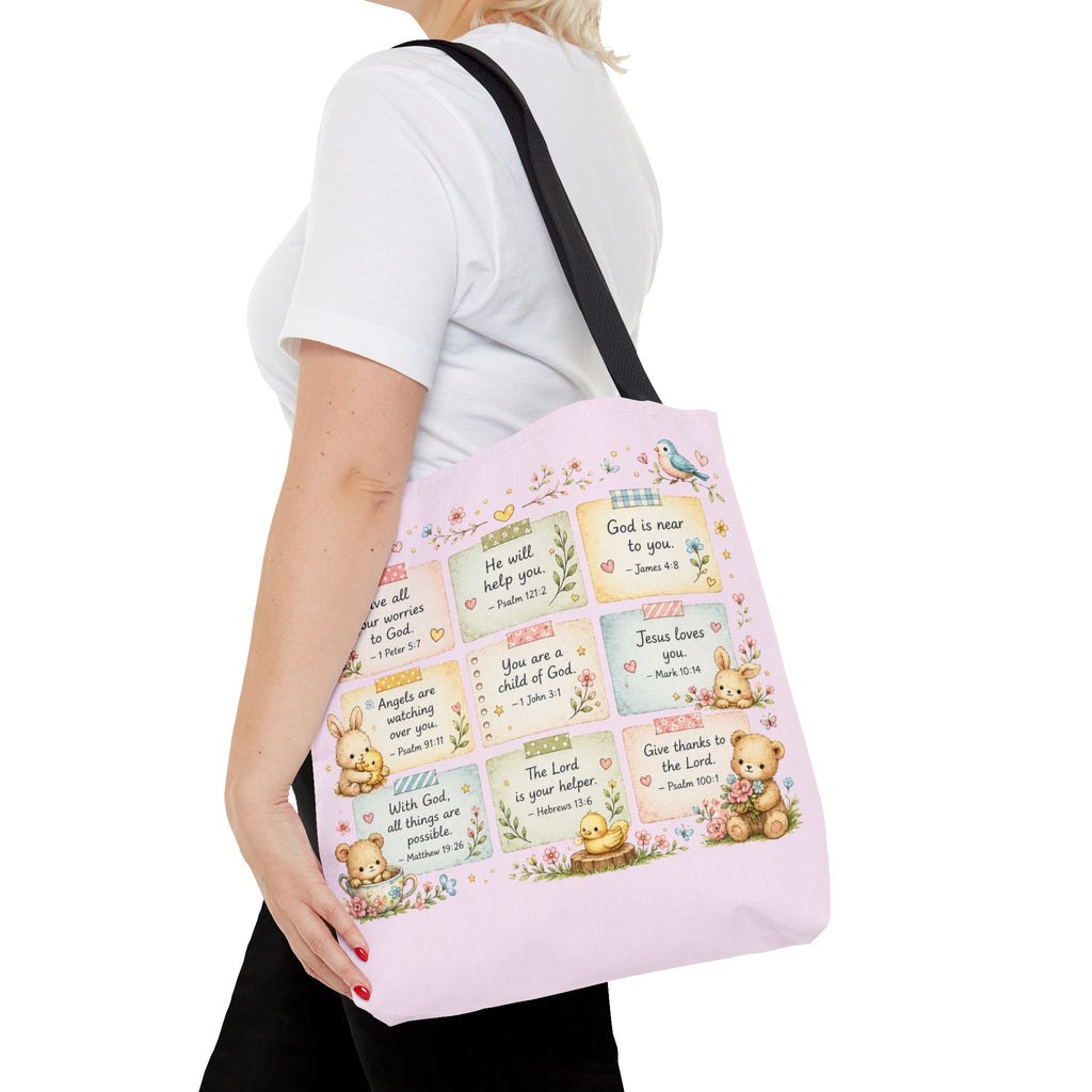 Promises for Her Little Heart™ Double-Sided Christian Girls Tote Bag | Bible Verse Tote | Church Bag for Girls | Faith Gift for Daughters