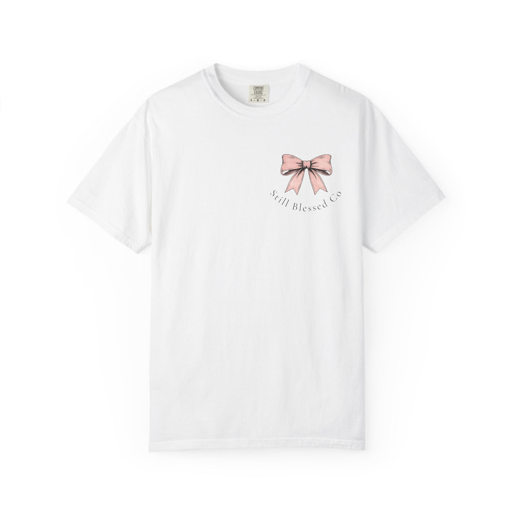 Made to Worship | Psalm 95:1 | Christian Bow T-Shirt | Vintage Faith Graphic Tee for Women