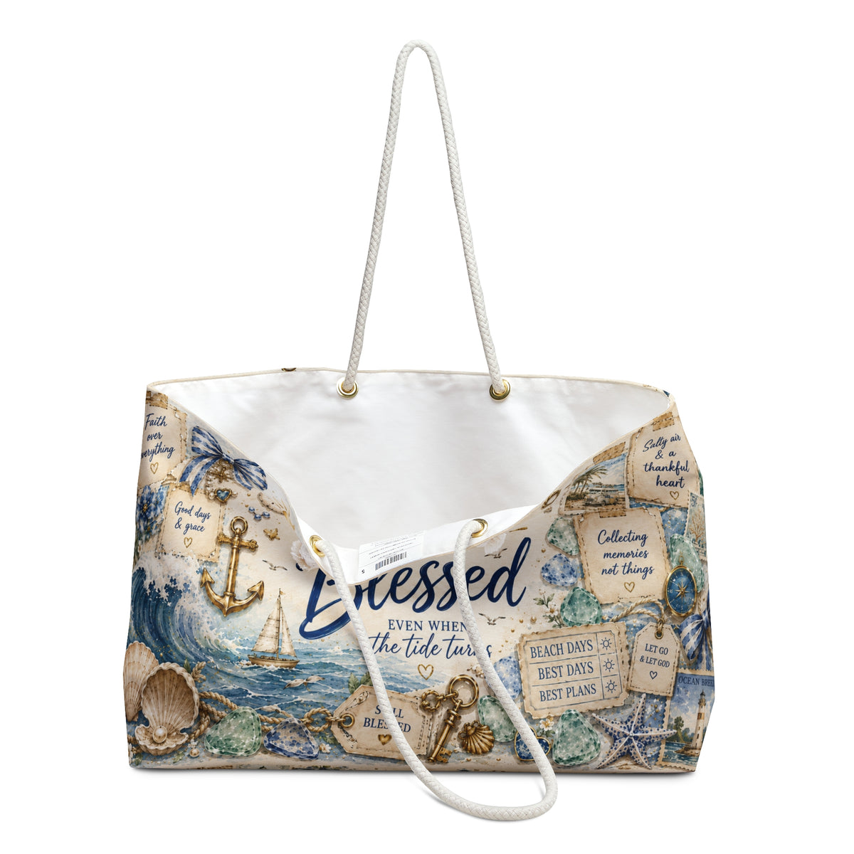 Current Status: Still Blessed™ Weekender Bag | Luxury Coastal Christian Beach Tote | Faith Travel Bag | Oversized Beach Bag | Still Blessed Co.
